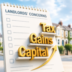 Checklist highlighting landlords’ concerns about Capital Gains Tax alongside residential property, illustrating uncertainty over future tax changes.