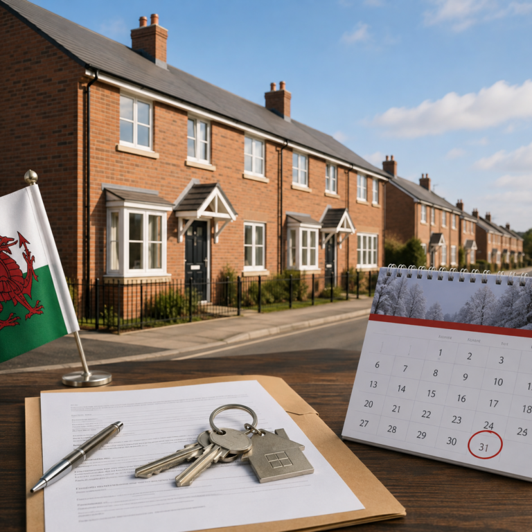 Welsh homes with house keys, lease documents and a calendar marking the end of Leasing Scheme Wales.