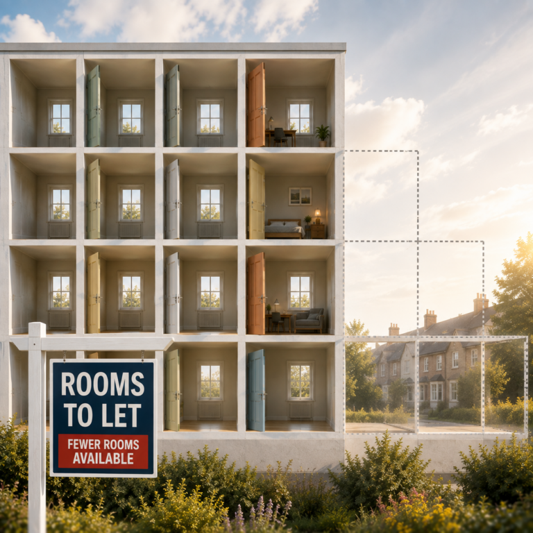 Rooms to let with fewer rooms available, illustrating the decline in UK lodger accommodation supply.