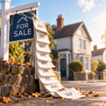 For sale sign left waiting for months, illustrating a buy-to-let property struggling to sell