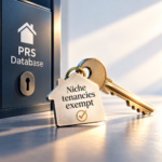 PRS Database lock and key highlighting potential exemptions for high-rent and niche tenancies