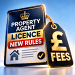 Property agent licence and pound fee tag illustrating new leasehold regulation and fee caps