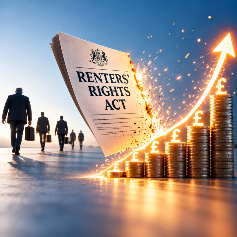 Renters’ Rights Act document beside rising pound coins as landlords leave the rental market