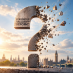 Crumbling question mark symbolising uncertainty over UK leasehold valuation reform rates