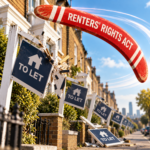 Renters’ Rights Act boomerang strikes UK to-let signs, symbolising unintended consequences for tenants.