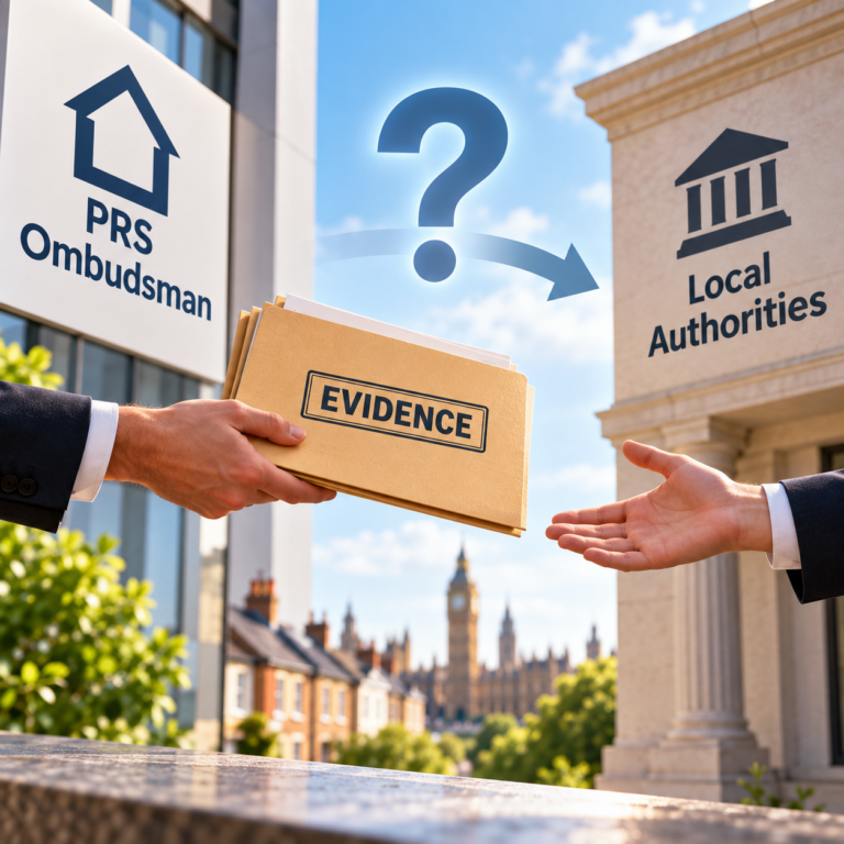Evidence sharing between the PRS Ombudsman and local authorities remains undecided under the Renters’ Rights Act.