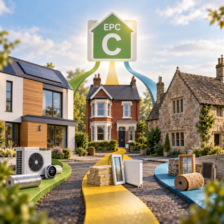 EPC C reforms for rental homes showing retrofit options for modern, traditional and older properties