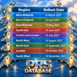 PRS Database regional registration deadlines across England from March to November 2027