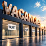 Empty commercial properties with vacant signs highlighting rising UK commercial landlord vacancy rates.