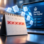 Calendar showing lost working days beside a Making Tax Digital dashboard for landlords