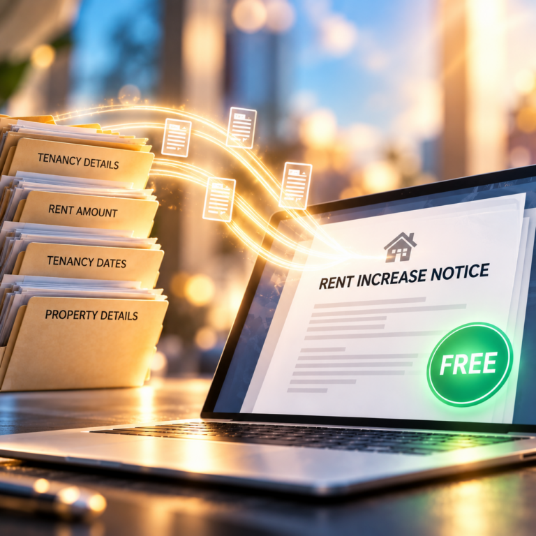 Landlord tenancy records transferring into a digital Form 4A rent increase notice