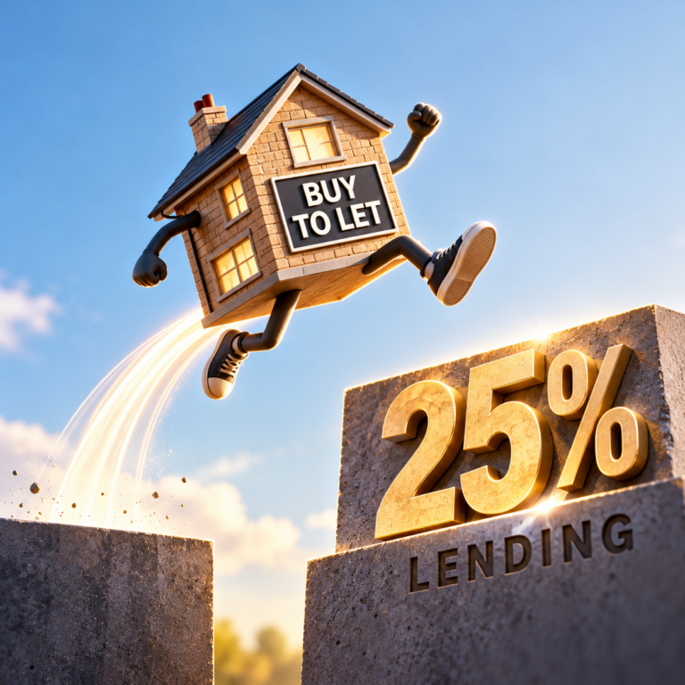 Buy to let property jumping over a 25% lending increase, illustrating growth in UK landlord mortgage lending in 2026.
