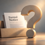 Formal notice document beside a question mark, illustrating uncertainty over tenancy notice and possession rules in England.