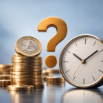 Stack of pound coins, a clock and a question mark representing the true hourly earnings of UK buy-to-let landlords.